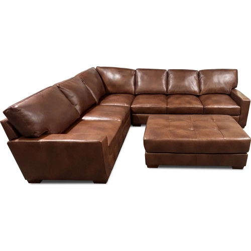 9940 4 Piece Sectional Sofa Set in Hickory Brown Top Grain Leather